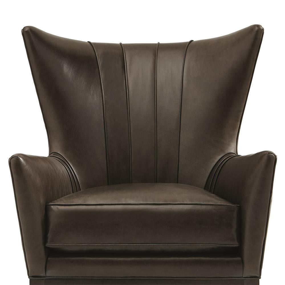 Contemporary Kenton Armchair with Brown Genuine Leather For Sale