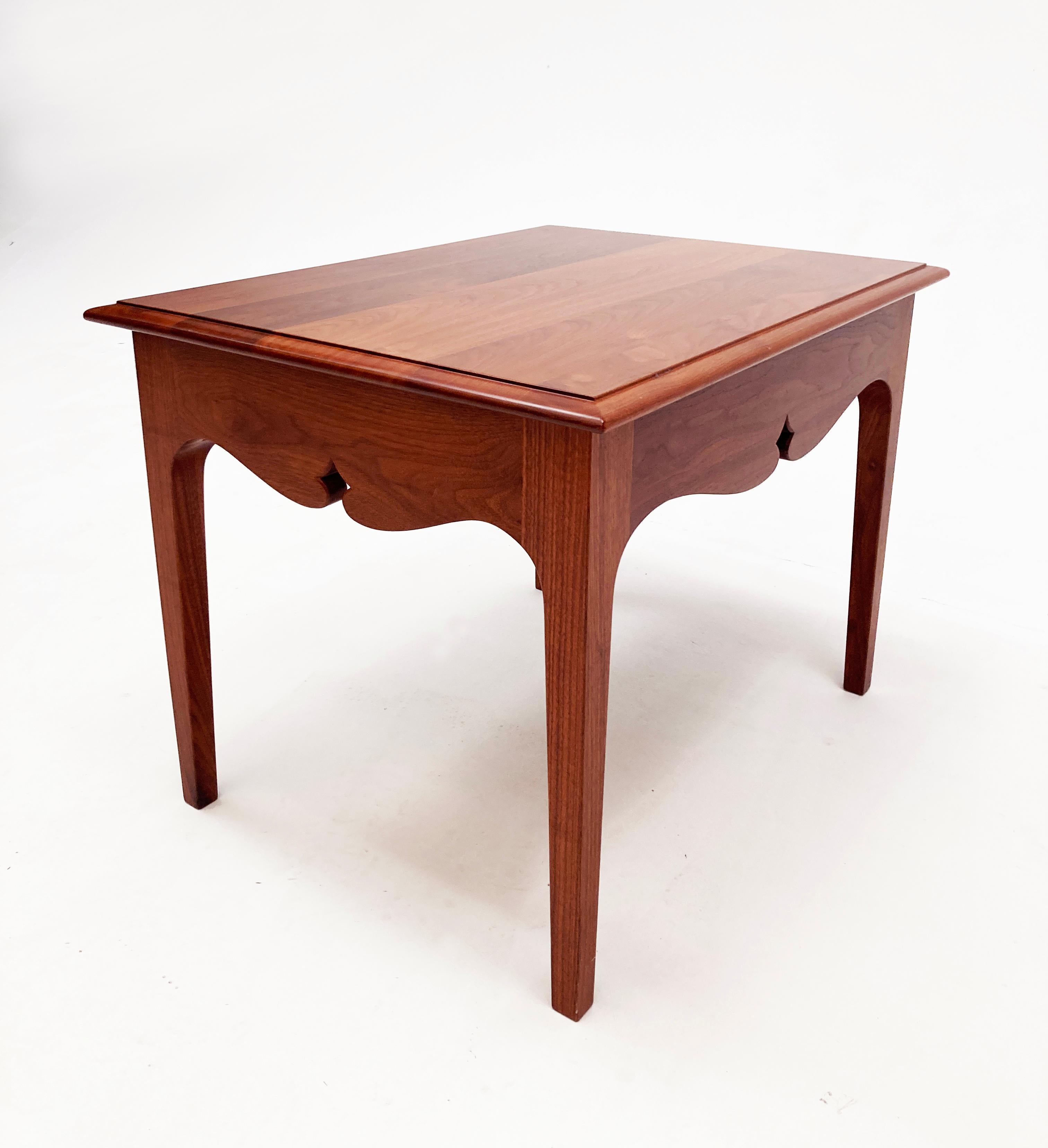 Hand-Crafted Kentucky Vintage Walnut Side Table with Glass Top by Warren A. May For Sale