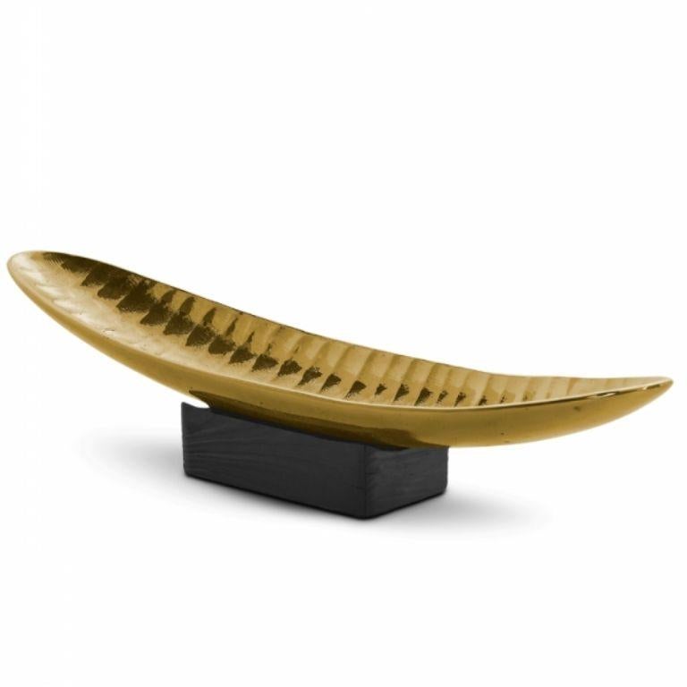 Kenu - Tablett aus poliertem Messing mit skulpturalem, gewelltem Design im Angebot 1