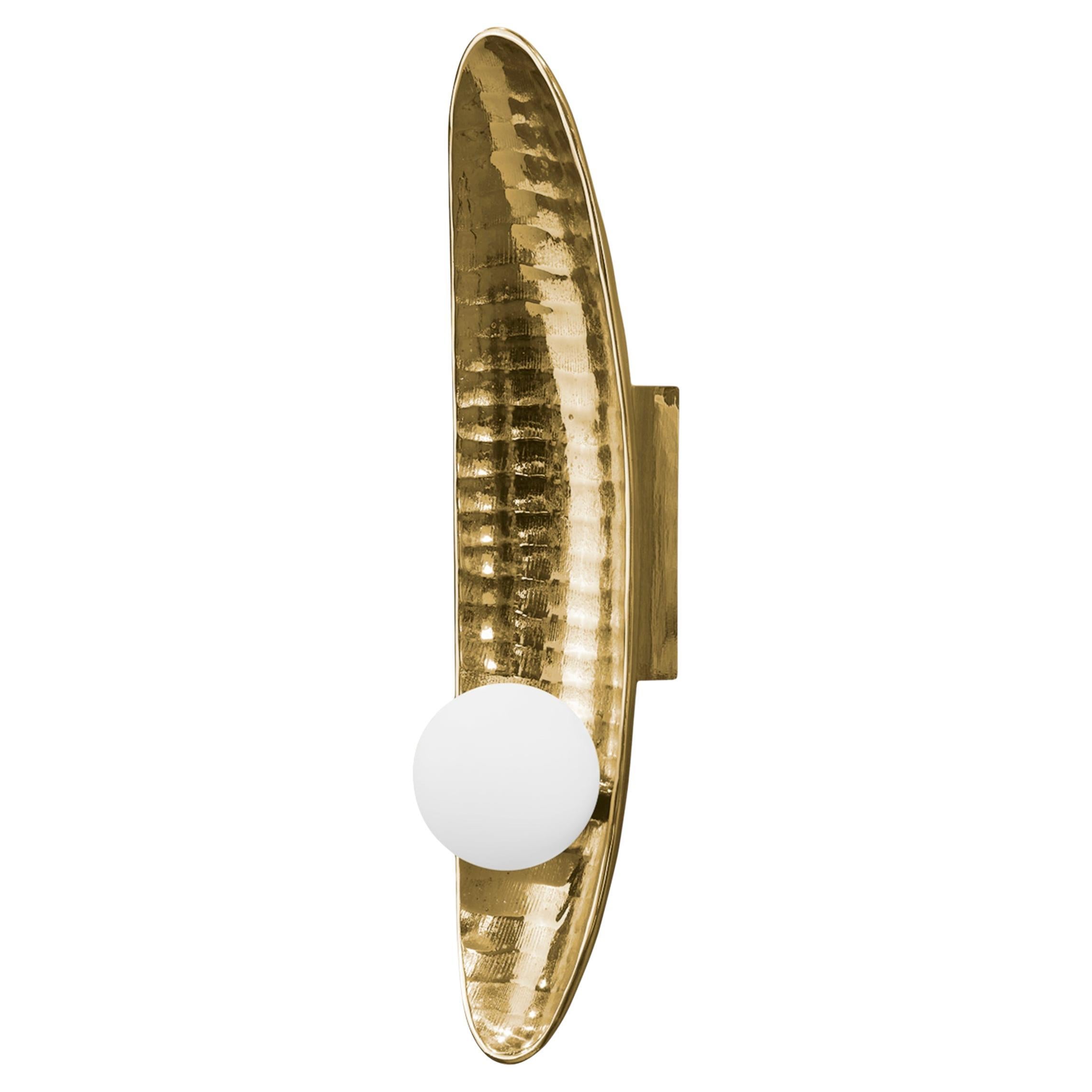 Kenu Sculptural Wall Lamp in Polished Brass, Organic Modern Design