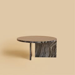 Wavy Pattern Black Marble Coffee Table with Round Top by Lebanto