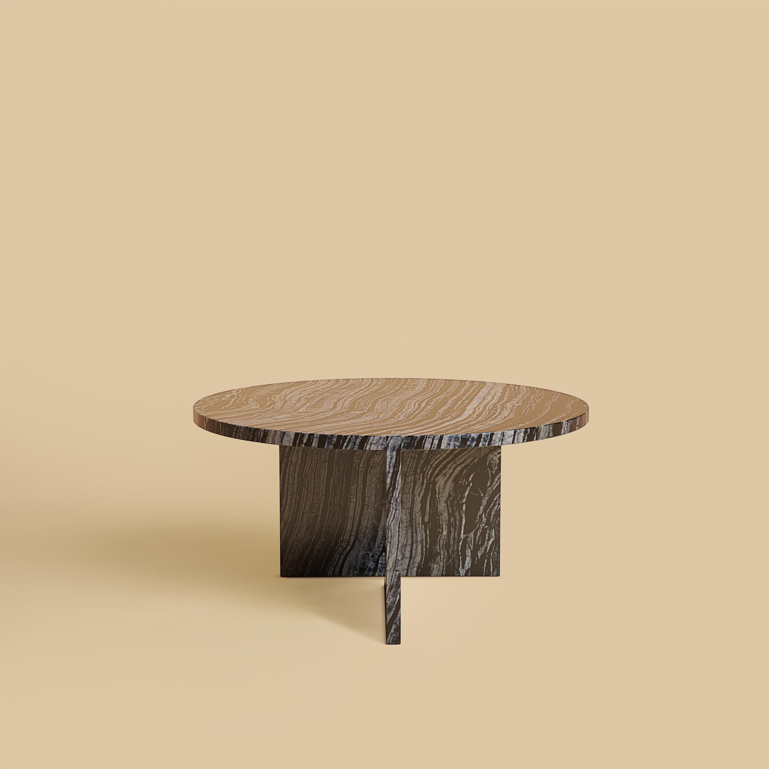 Moderne Table basse ronde en marbre noir du Kenya, fabriquée en Italie en vente