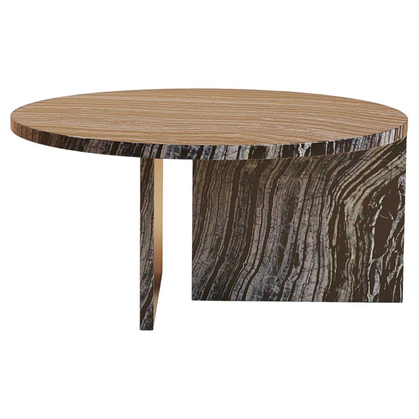 Table basse ronde en marbre noir du Kenya, fabriquée en Italie en vente