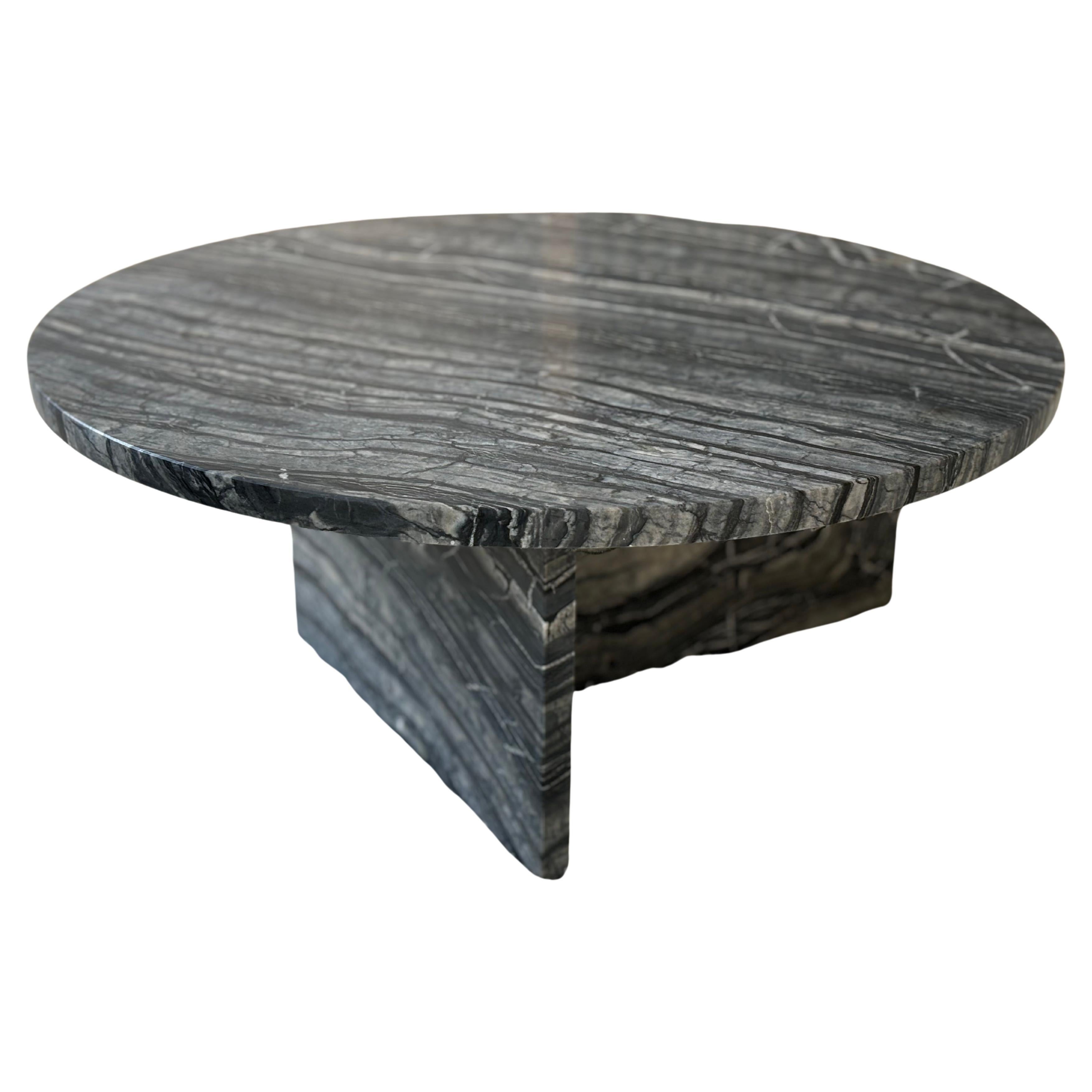 Kenya Black Marble Round Coffee Table, Made in Italy For Sale