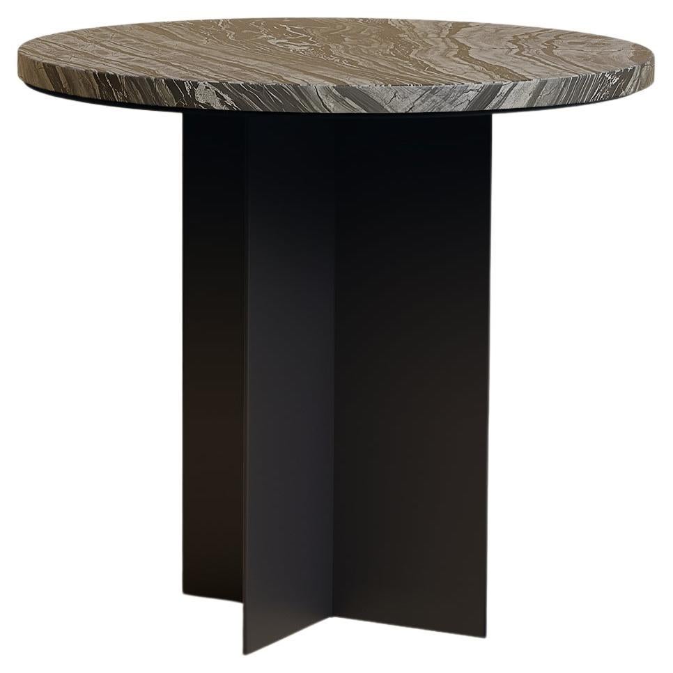Kenia Beistelltisch aus schwarzem Silbermarmor und Metall, Made in Italy