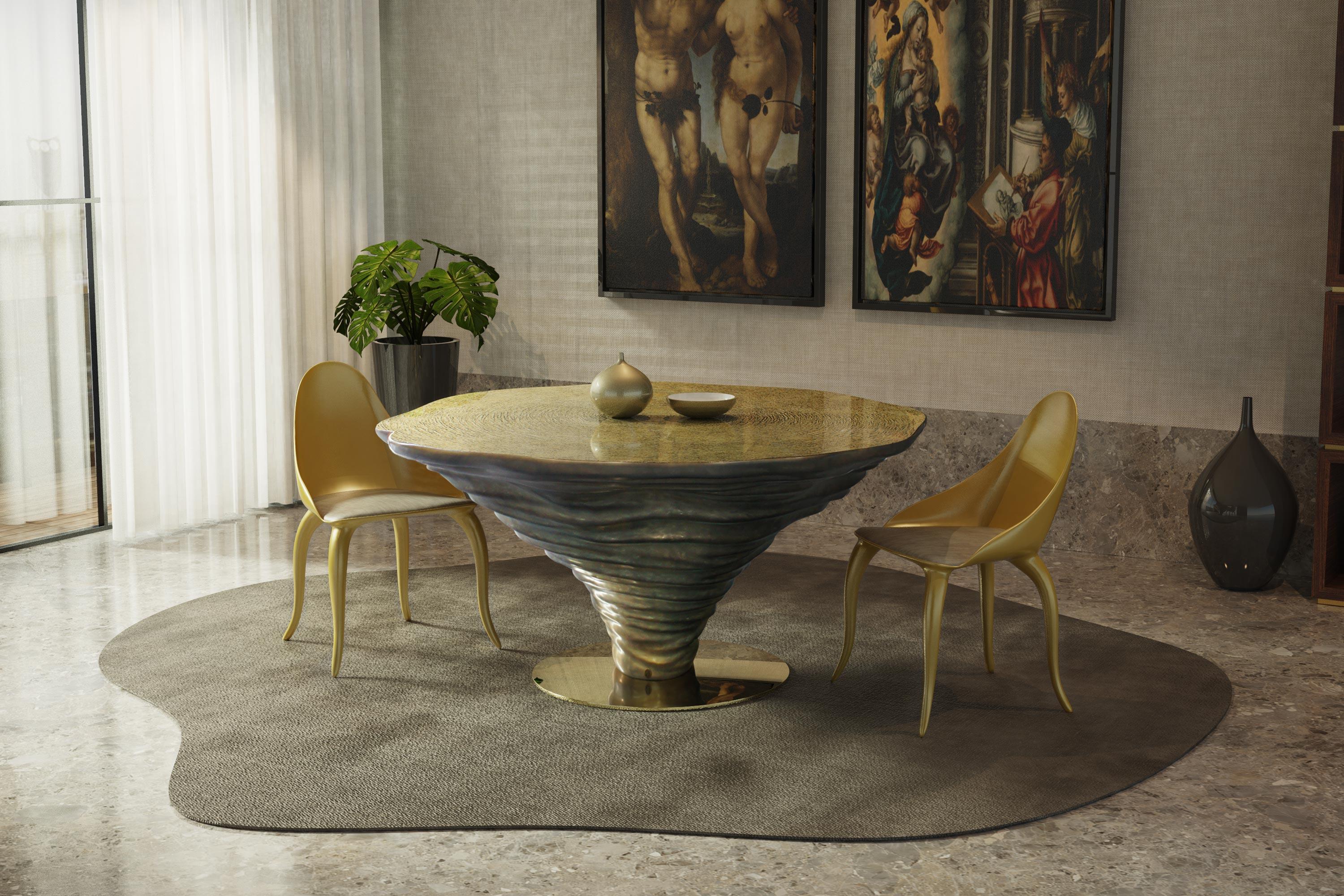 Textured gold leaf top, brass color base.
