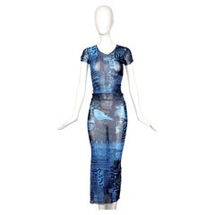 KENZO 90S Asian print sheer mesh Maxi Dress