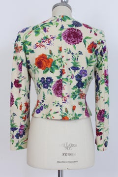 Kenzo Beige Colorful Wool Floral Short Jacket 1980s