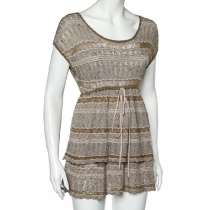 Kenzo - Mini robe à volants en laine et mohair - Beige S Pour femmes en vente