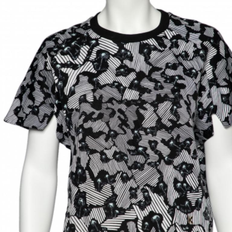 Kenzo Schwarzes Sweatshirt aus Baumwolle mit abstraktem Druck in Kurzform L 1