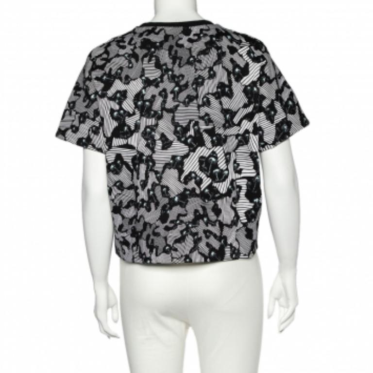 Kenzo Schwarzes Sweatshirt aus Baumwolle mit abstraktem Druck in Kurzform L 2