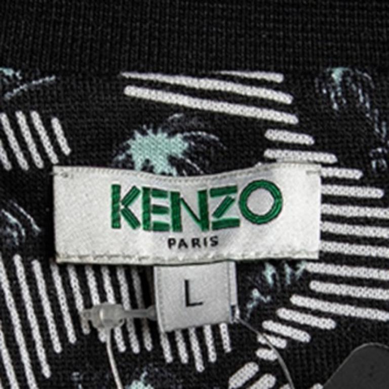 Kenzo Schwarzes Sweatshirt aus Baumwolle mit abstraktem Druck in Kurzform L 3