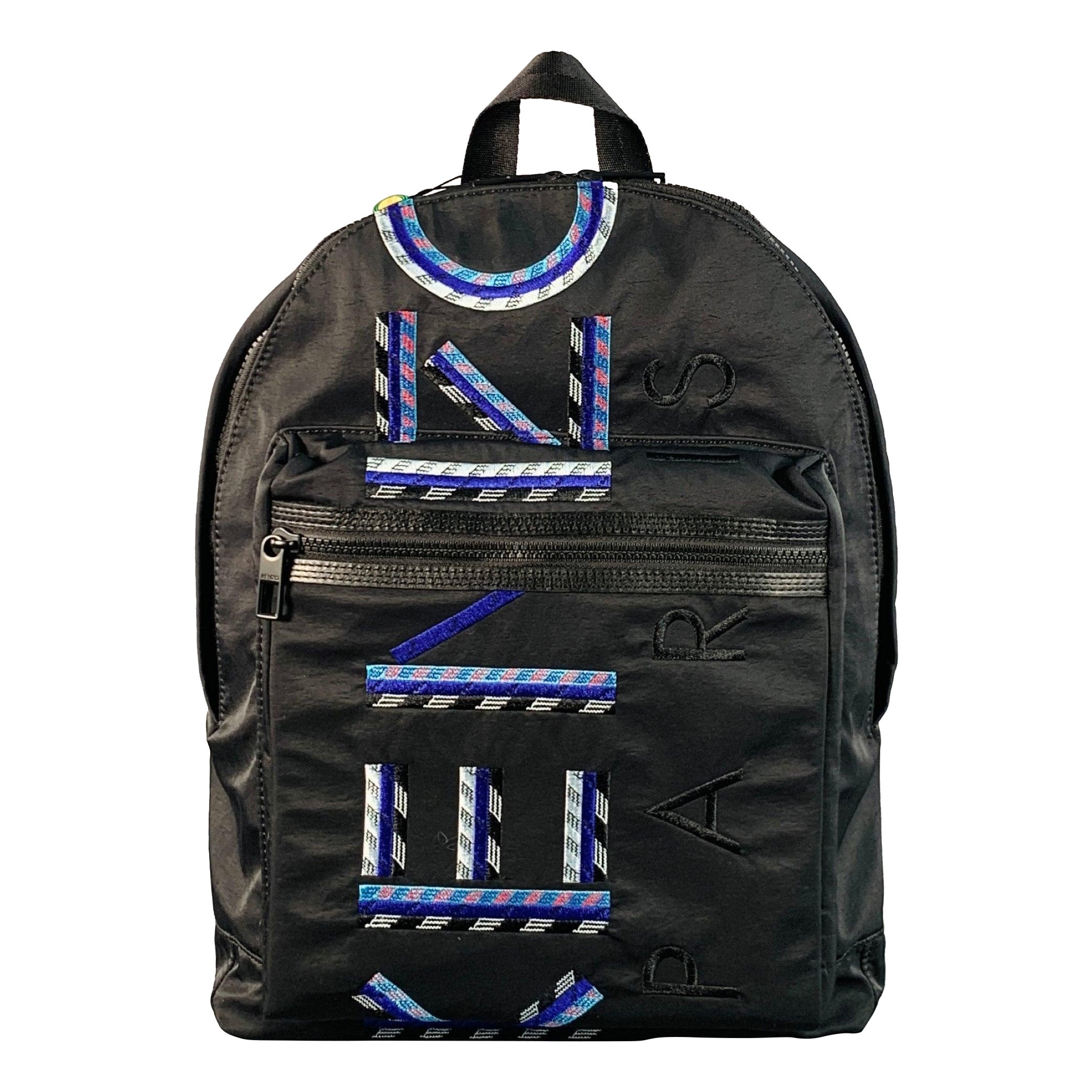 KENZO Negro Azul Logo Bordado Mochila Nylon Bolsa en venta