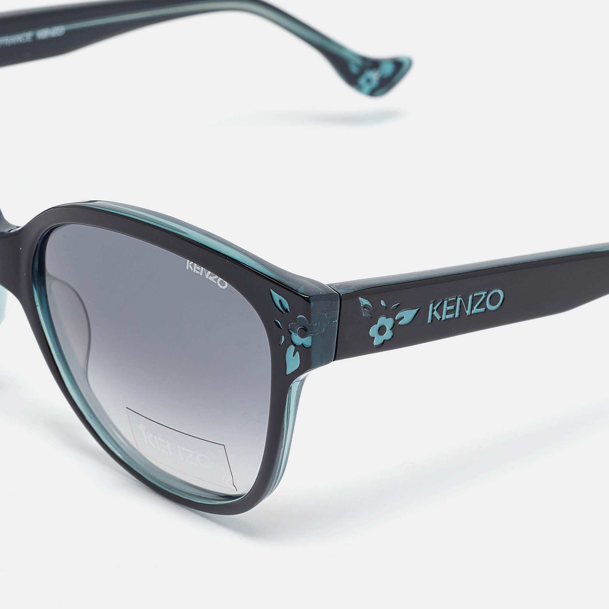 Gris Lunettes de soleil carrées Kenzo noir/bleu dégradé KZ3134 en vente