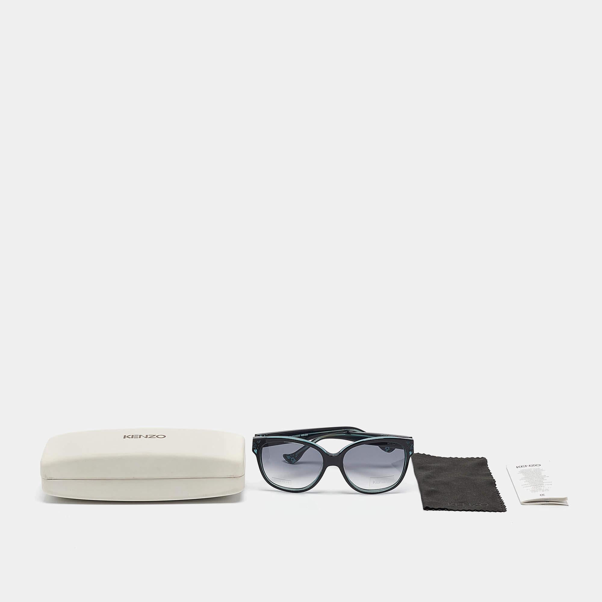 Lunettes de soleil carrées Kenzo noir/bleu dégradé KZ3134 Bon état - En vente à Dubai, Al Qouz 2