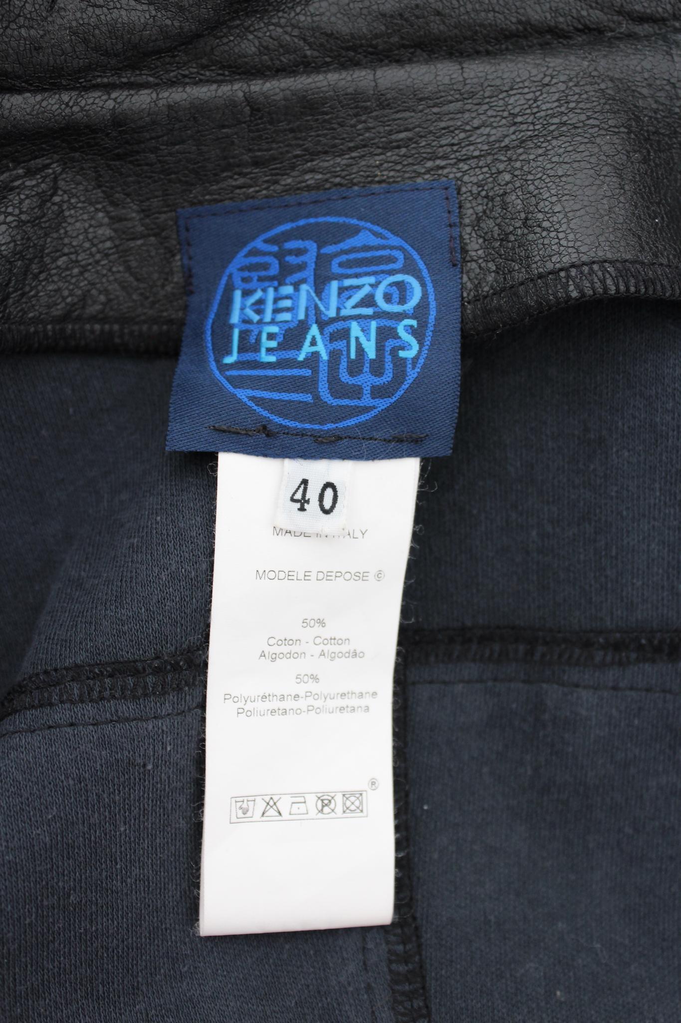 Kenzo Black Bronze Vintage Faux Leather Blazer 80s 2