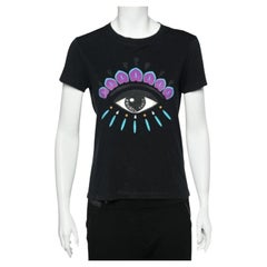 Kenzo - Maglietta in cotone nero con occhi stampati M. T. I.