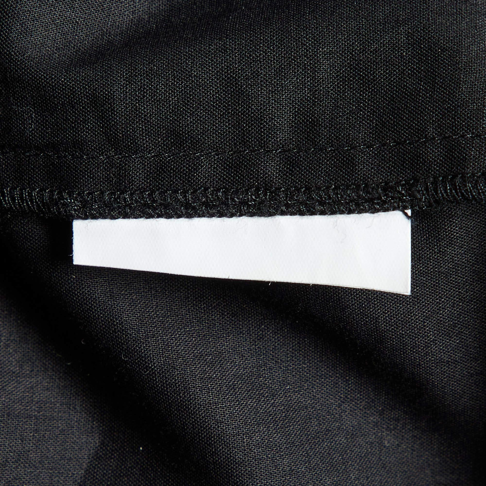 Kenzo Black Cotton Poplin Lace Detailed Short Sleeve Dress M Pour femmes en vente