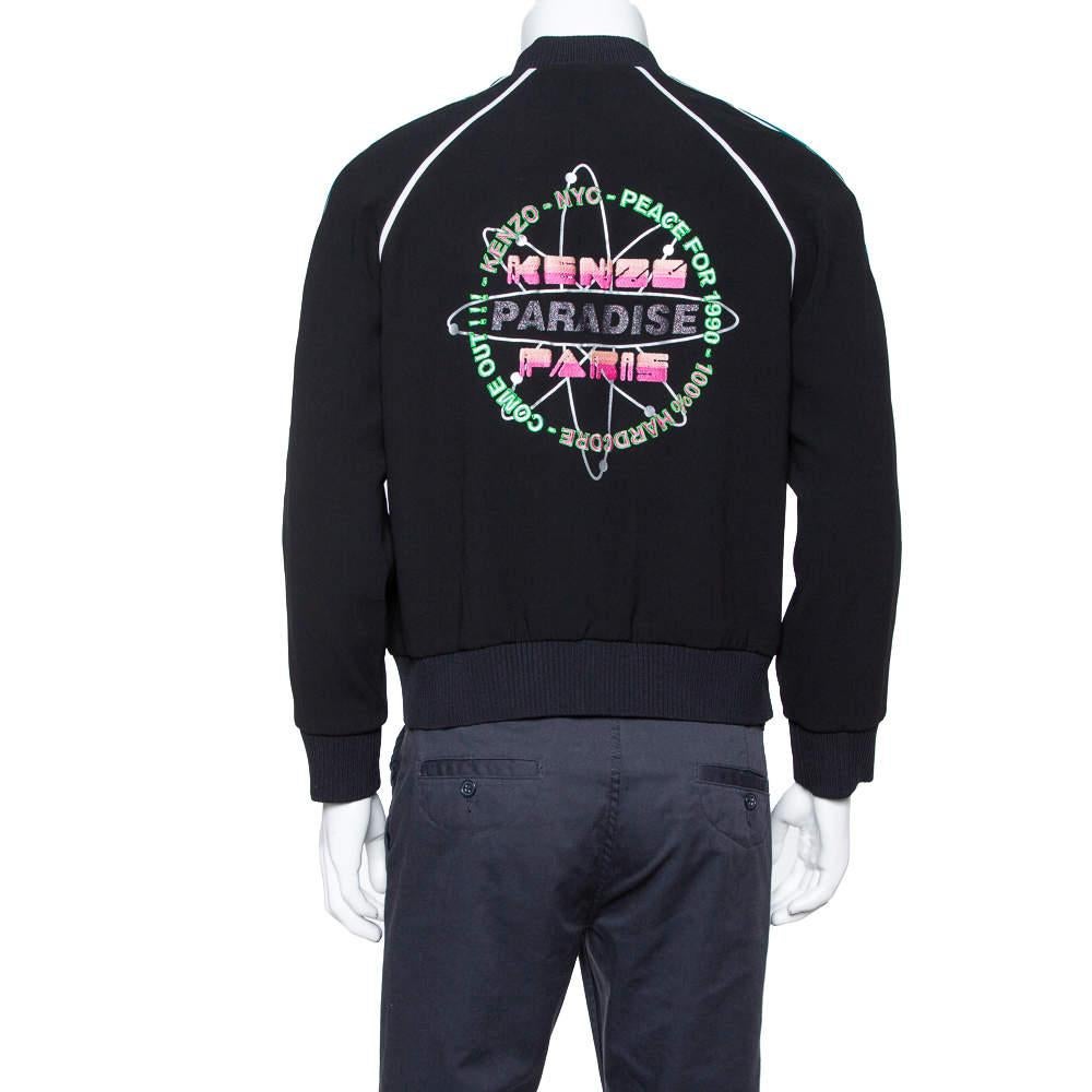 Kenzo Black Crepe Paradise Bomber Jacket L In Good Condition In Dubai, Al Qouz 2