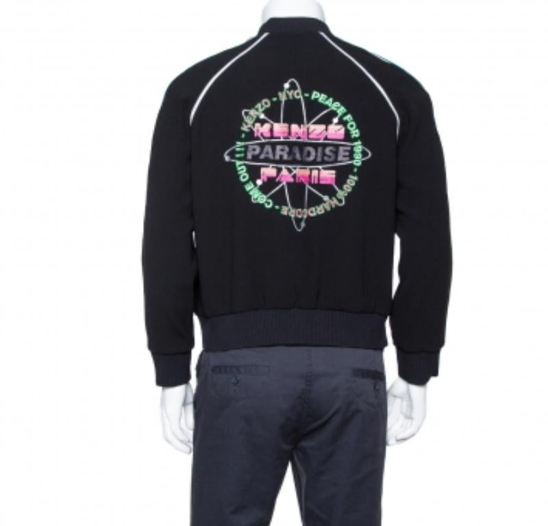 Kenzo Schwarze Paradise Bomberjacke aus Krepp L im Zustand „Gut“ im Angebot in Dubai, Al Qouz 2