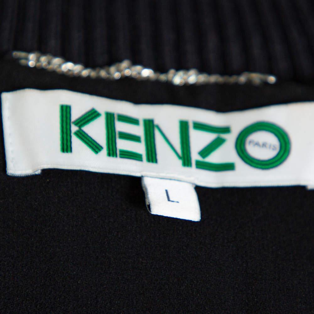 Kenzo Black Crepe Paradise Bomber Jacket L 1