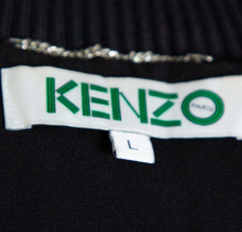 Kenzo Schwarze Paradise Bomberjacke aus Krepp L im Angebot 2