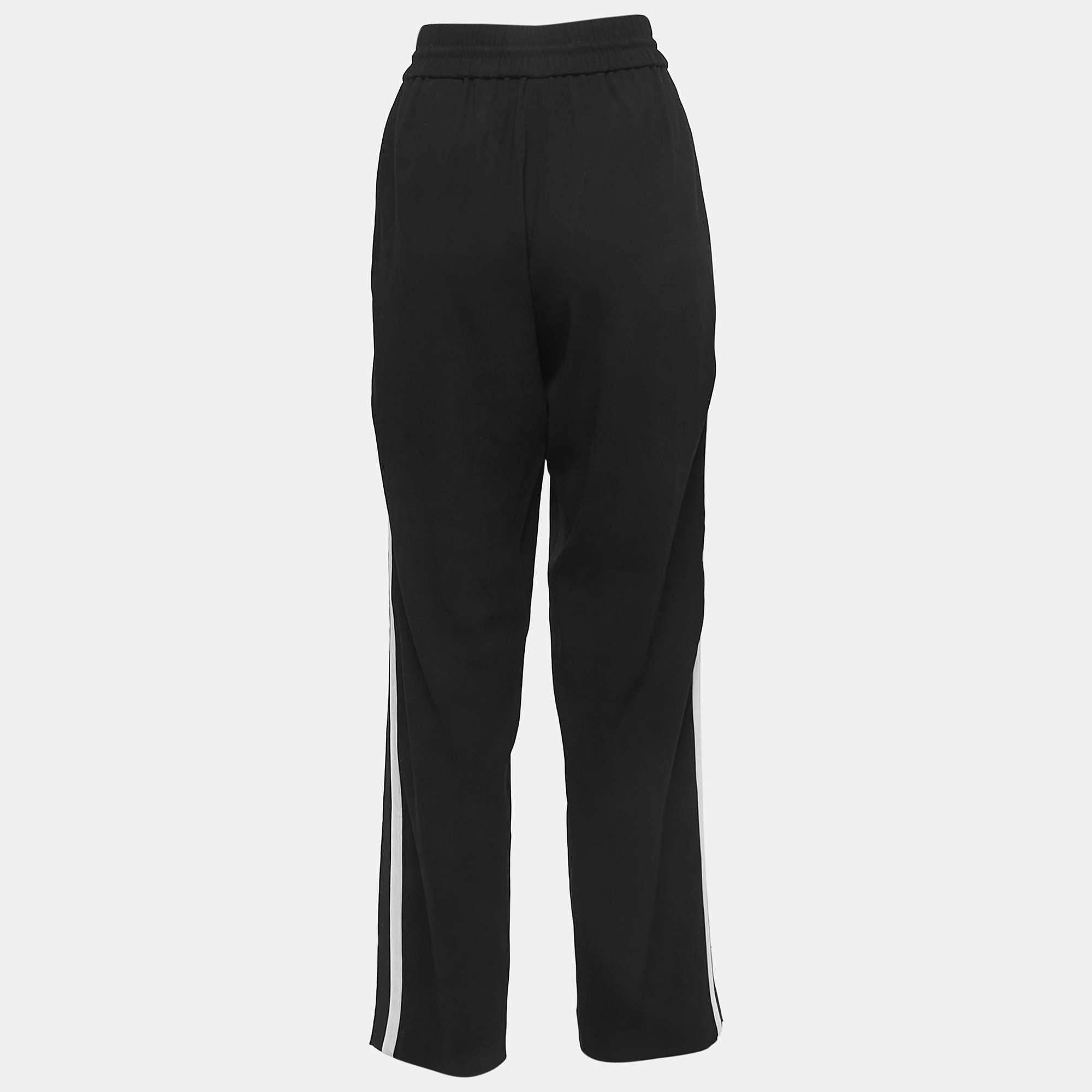 Noir Kenzo Black Crepe Side Striped Drawstring Track Pants M en vente