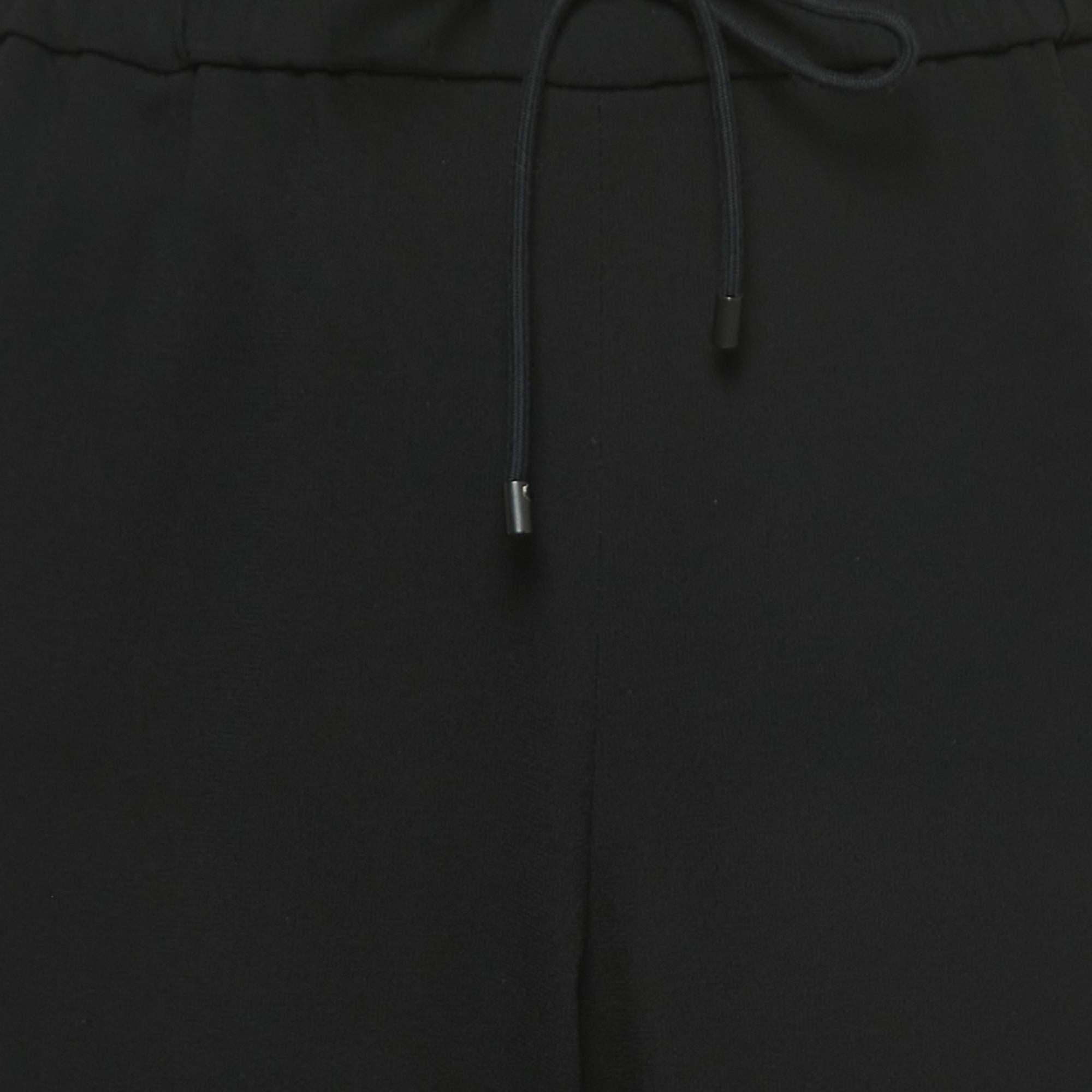 Kenzo Black Crepe Side Striped Drawstring Track Pants M Bon état - En vente à Dubai, Al Qouz 2