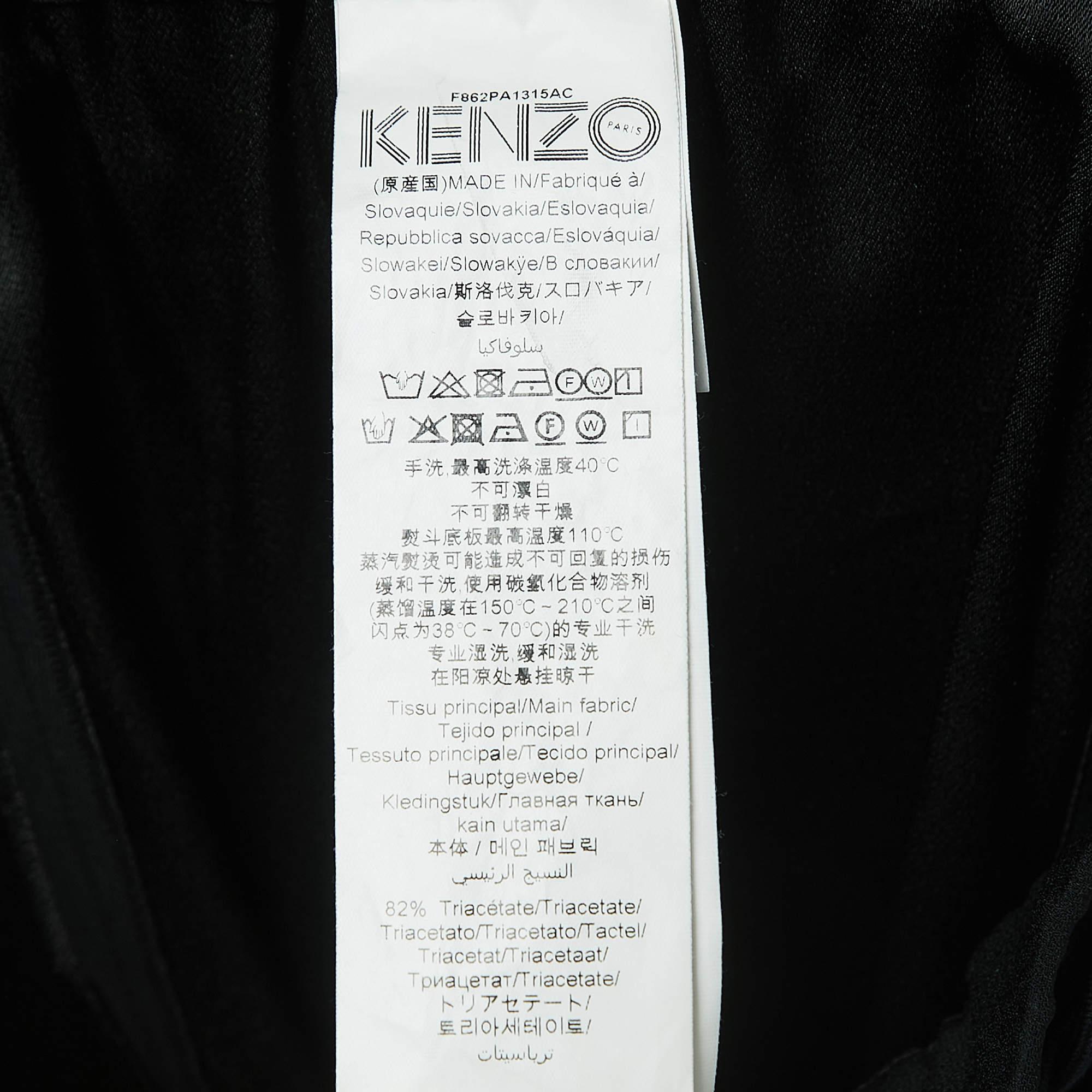 Kenzo Black Crepe Side Striped Drawstring Track Pants M en vente 1
