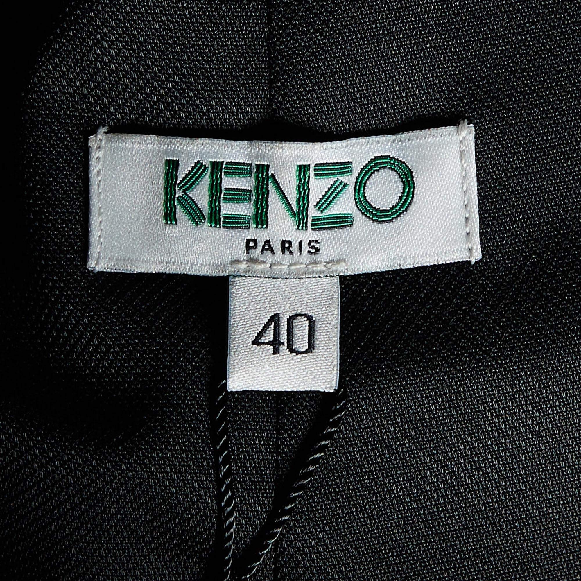 Women's Kenzo Black Crepe V Neck Sleeveless Jumpsuit M For Sale