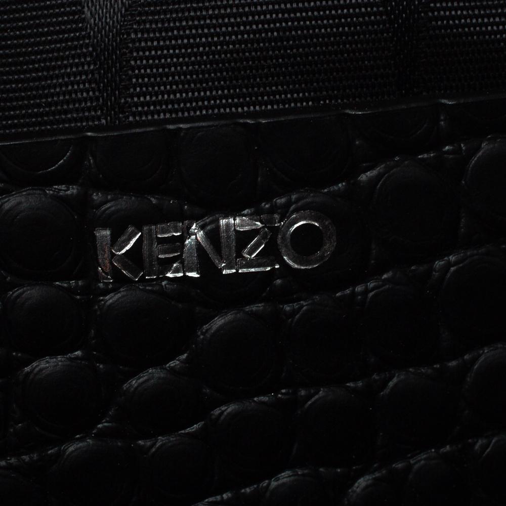 Kenzo Black Croc Embossed Leather Hiker Crossbody Bag 6