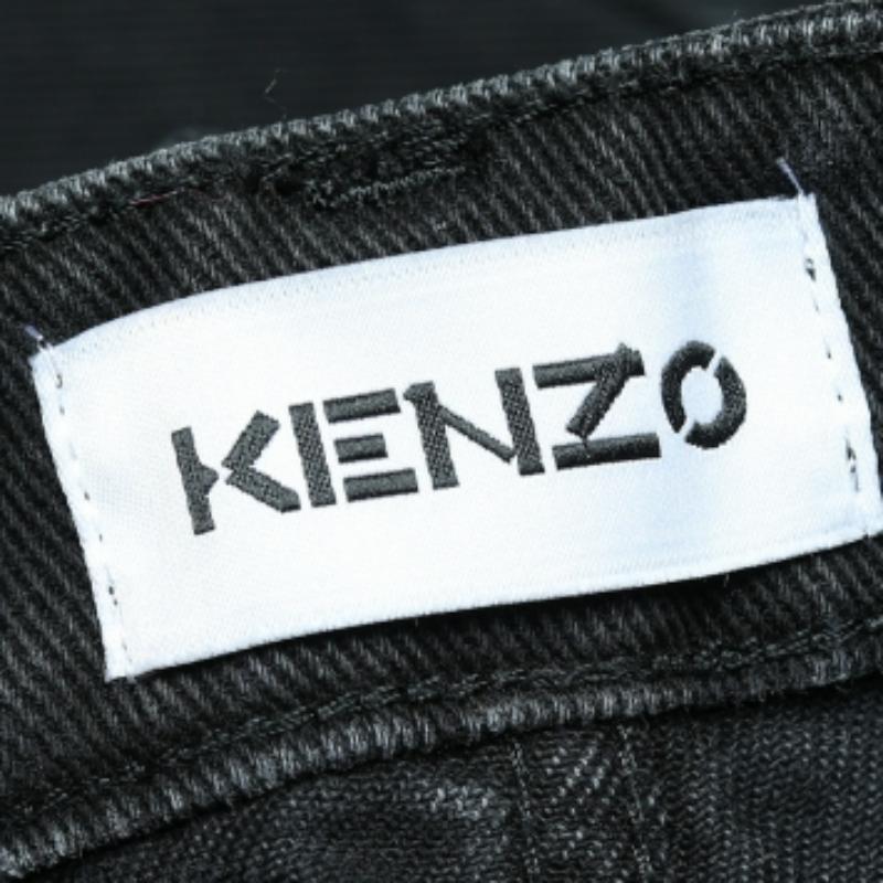 Kenzo Black Denim Straight Leg Jeans XL For Sale 2