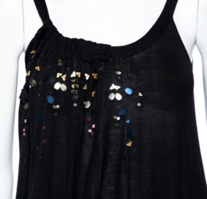 Kenzo Negro Embellecido  Camiseta de punto de seda S en venta 3