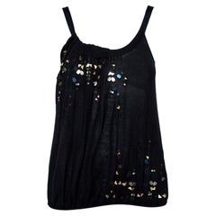 Kenzo Black Embellished Silk Knit Tank Top S