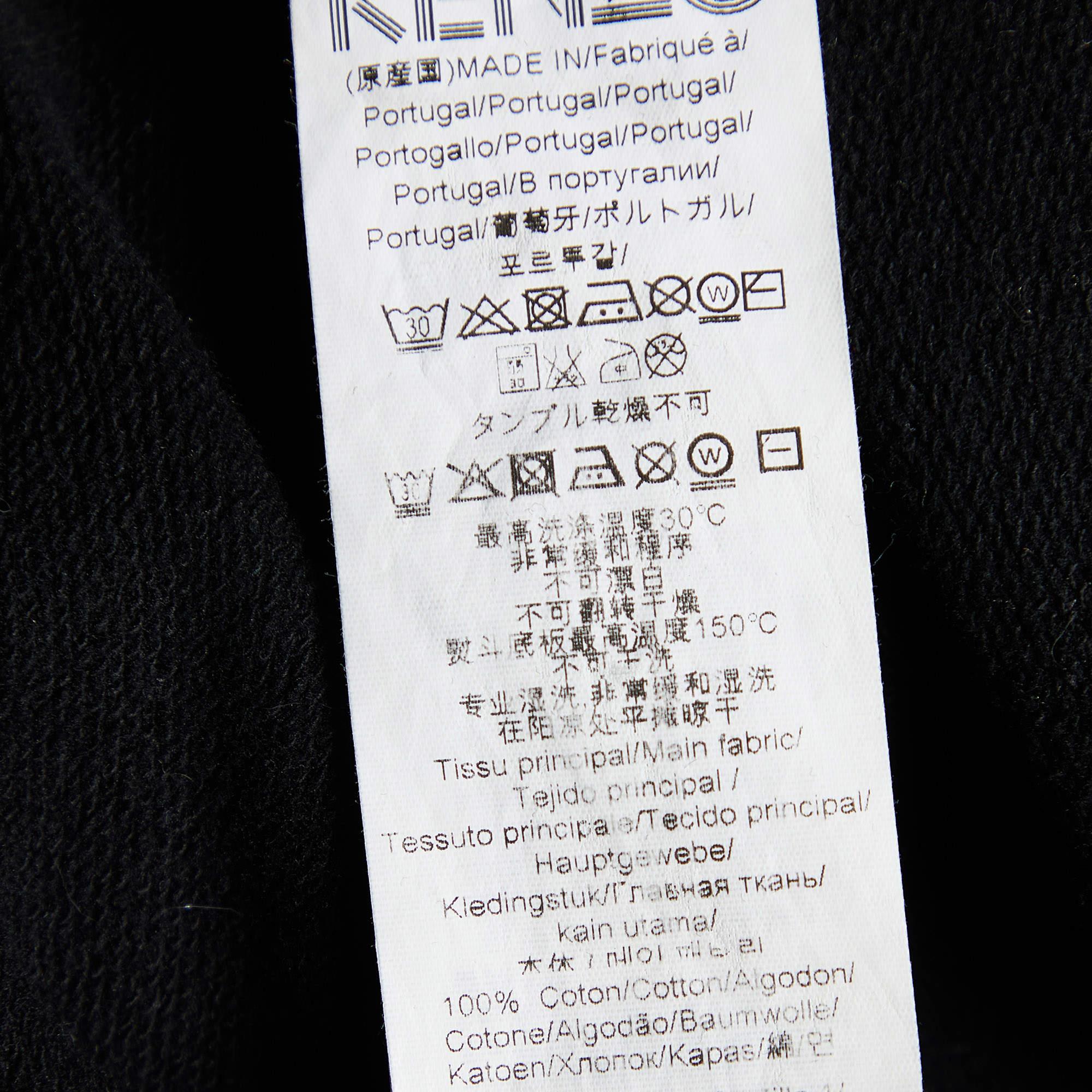 Kenzo Black Embroidered Cotton Knit Crewneck Sweatshirt XL For Sale 1