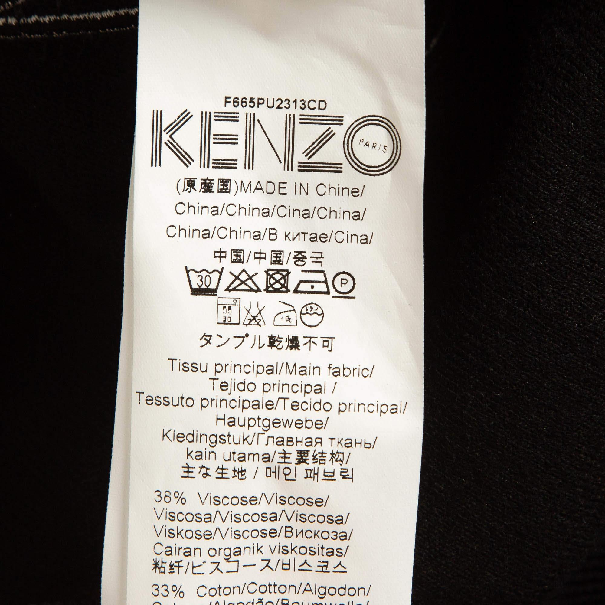 Kenzo Black Embroidered Knit Crew Neck Sweatshirt XS For Sale 1