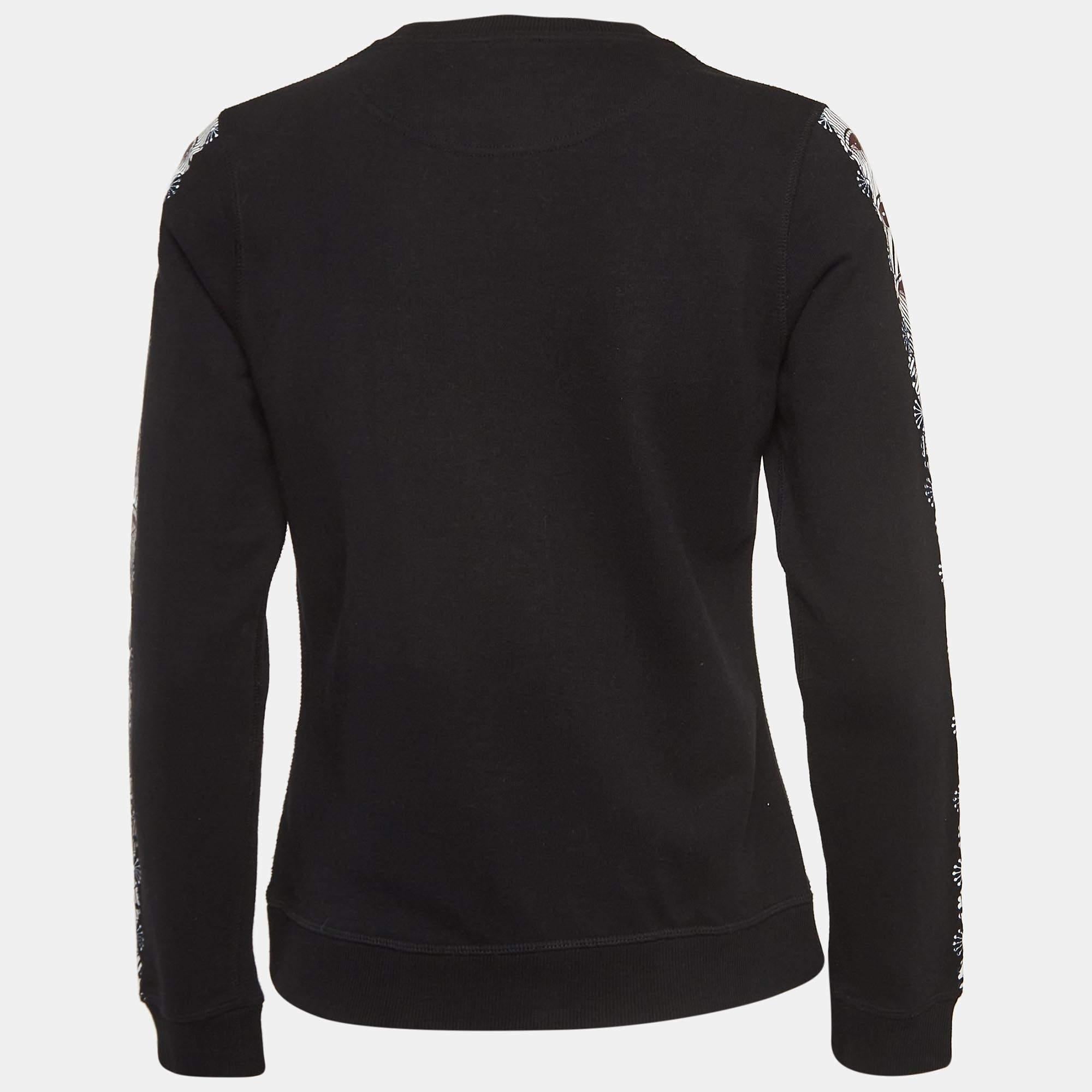 Kenzo Black Evil Eye Embroidered & Printed Cotton Knit Sweatshirt M In Good Condition For Sale In Dubai, Al Qouz 2