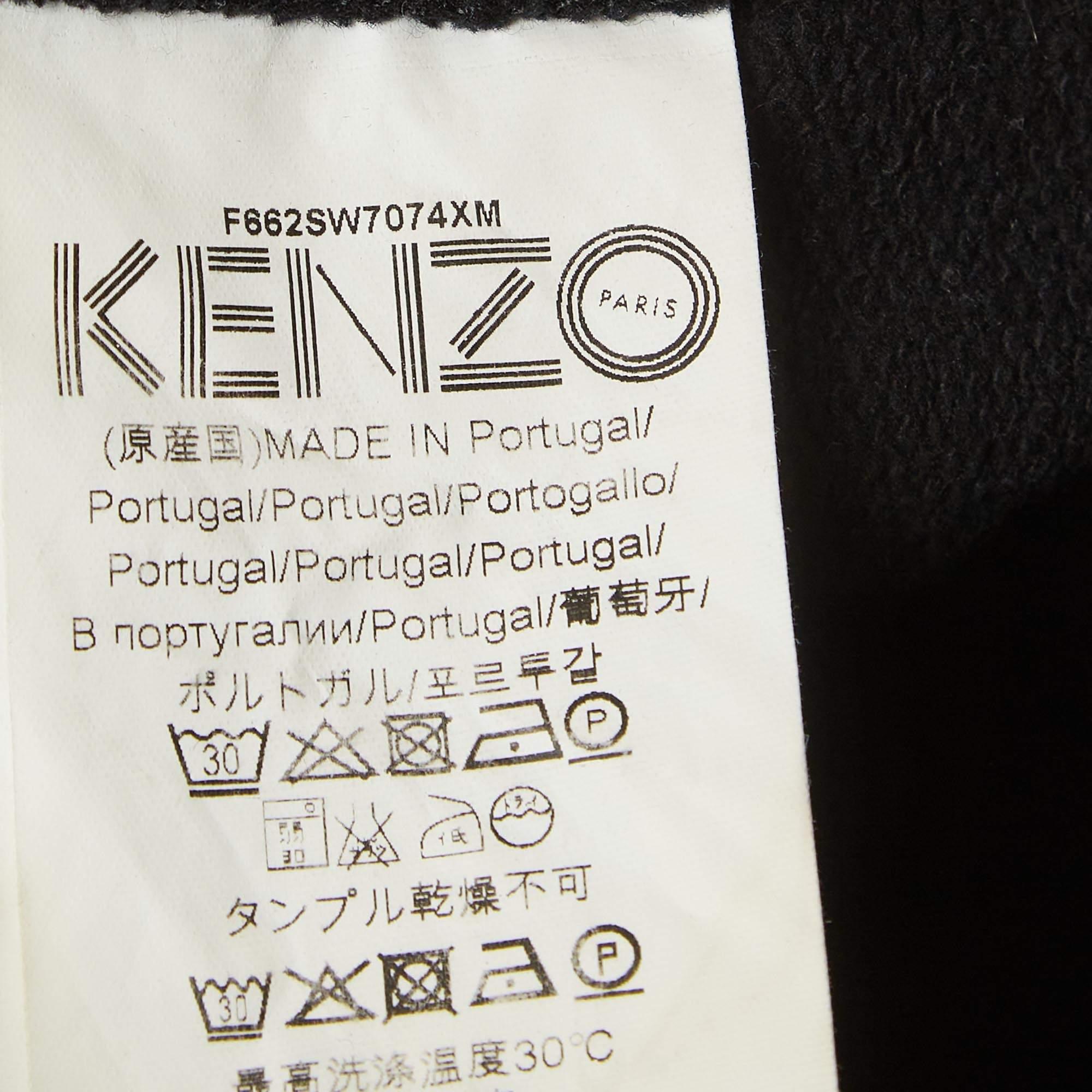 Kenzo Black Evil Eye Embroidered & Printed Cotton Knit Sweatshirt M For Sale 2