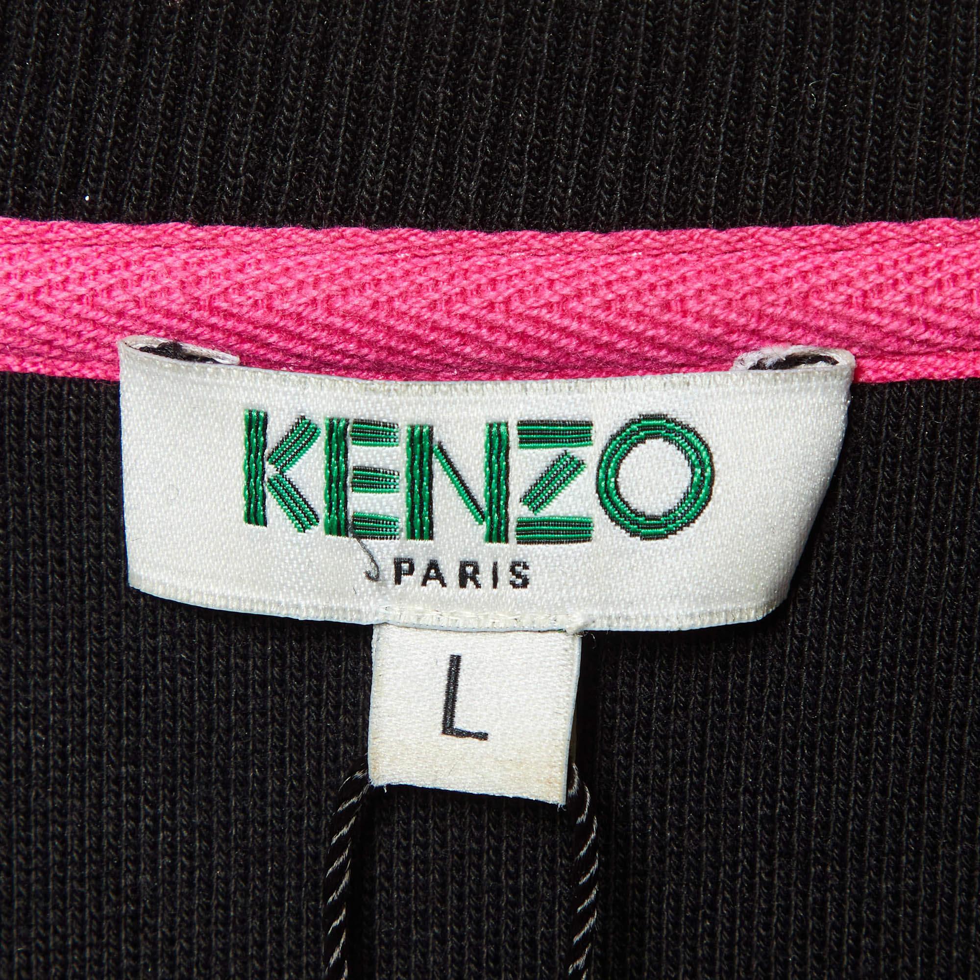 Women's Kenzo Black Eye Embroidered Cotton Crew Neck Sweatshirt L For Sale