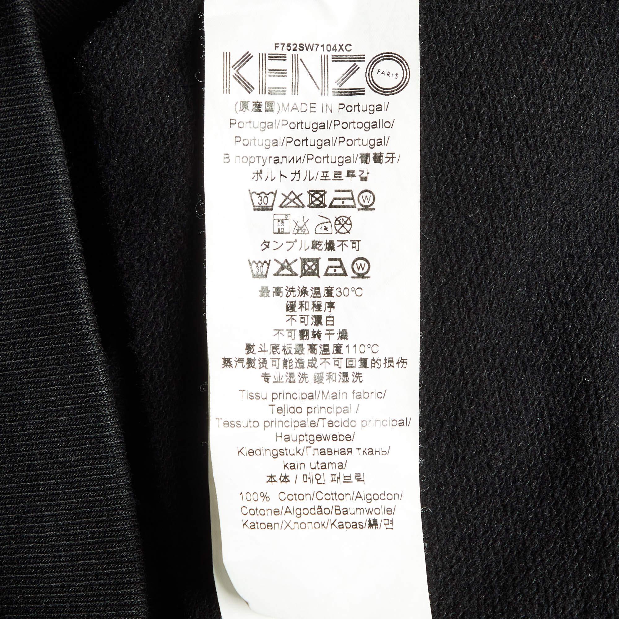 Kenzo Black Eye Embroidered Cotton Crew Neck Sweatshirt L For Sale 1