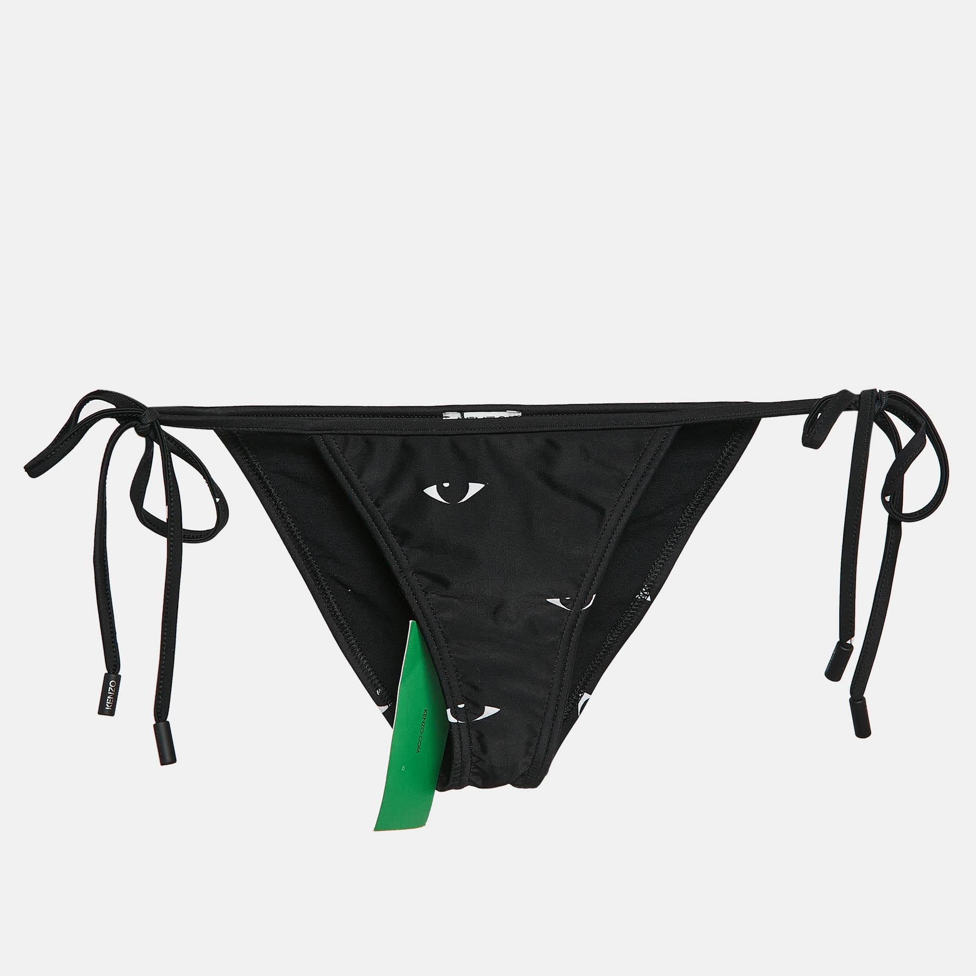 Conjunto de bikini triangular Kenzo negro con estampado de ojos XS Negro