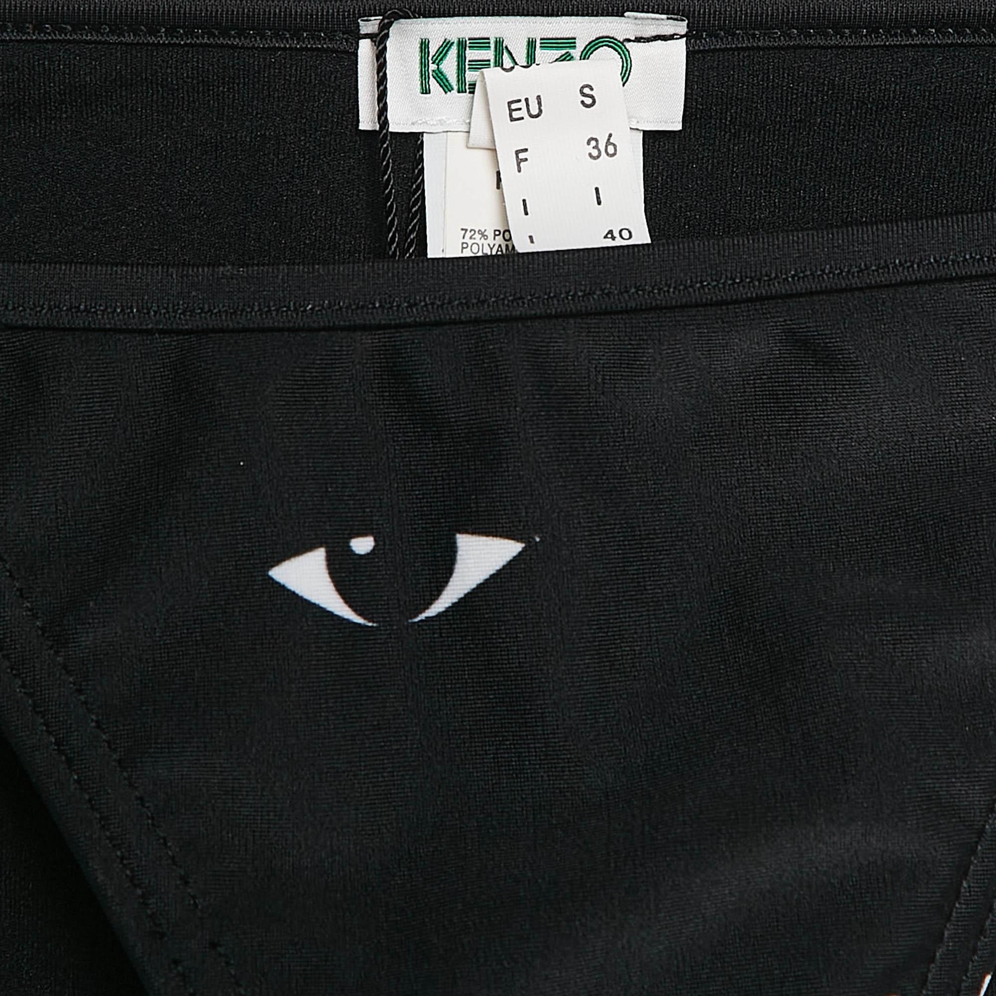 De las mujeres Conjunto de bikini triangular Kenzo negro con estampado de ojos XS
