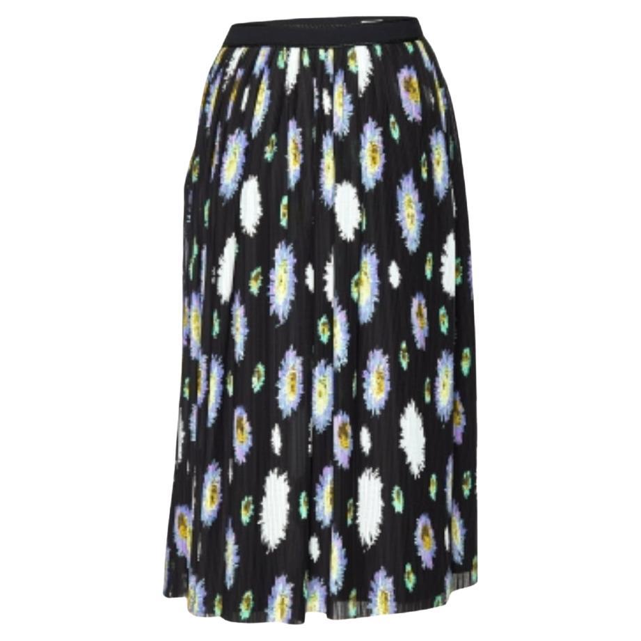 Kenzo Black Floral Printed Crepe Midi Skirt M.