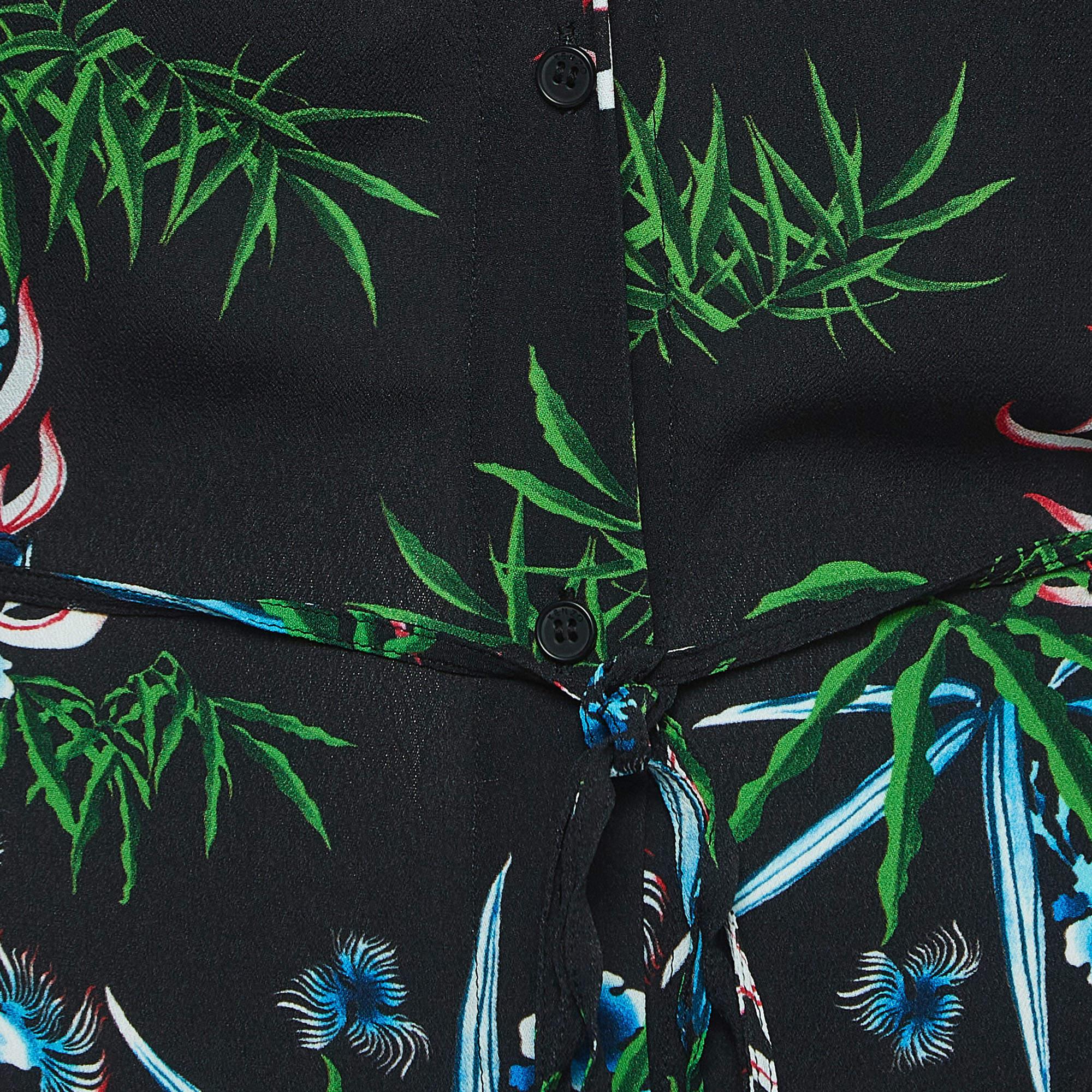 Nero Kenzo - Top in crepe con stampa floreale nera M. I. in vendita