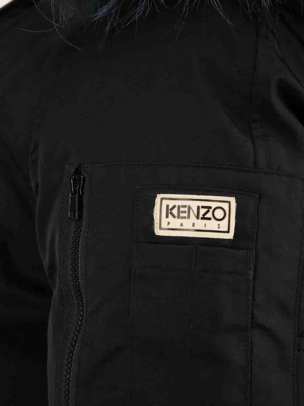 Women's Kenzo Black Fur Trim Padded Coat Size S For Sale