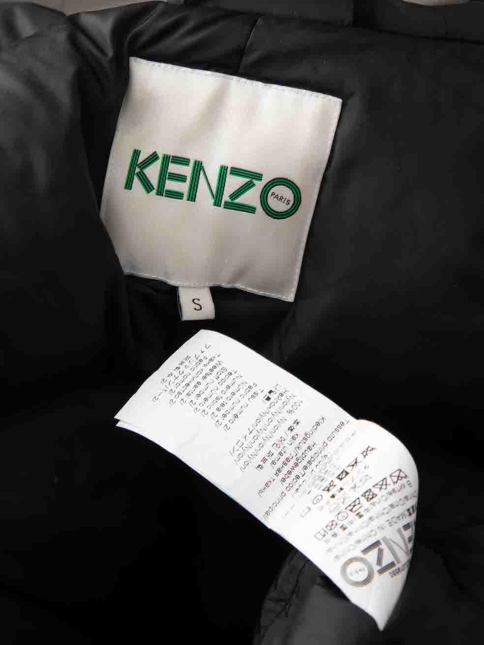 Kenzo Black Fur Trim Padded Coat Size S For Sale 1