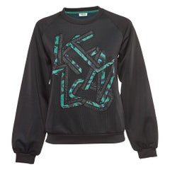Kenzo Black Grafiti Logo Embroidered Jersey Sweatshirt M