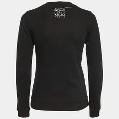 Kenzo Schwarzes Sweatshirt aus Baumwolle mit Grafikdruck und Rundhalsausschnitt XS
