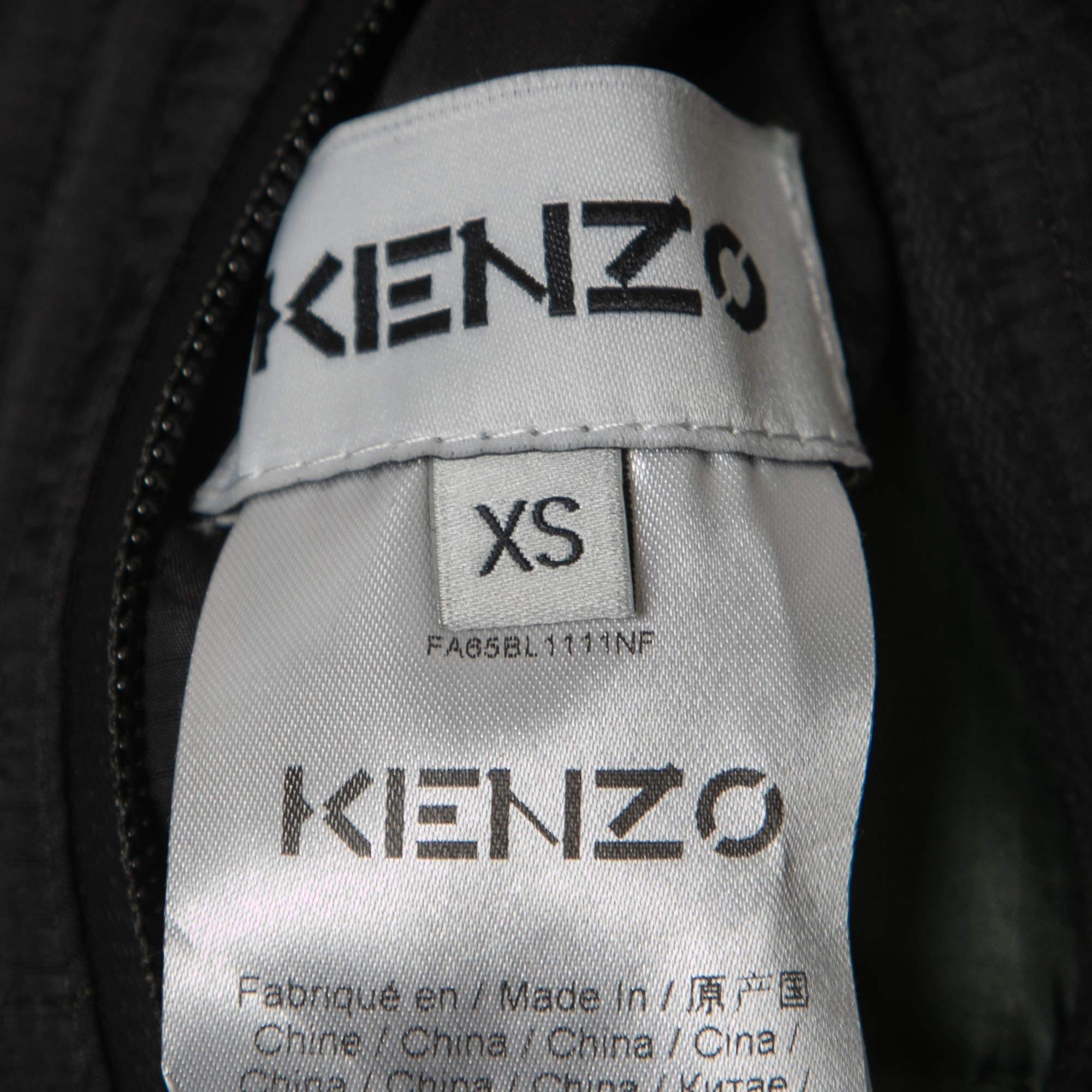 Men's Kenzo Black/Green Synthetic Reversible Down Jacket XS