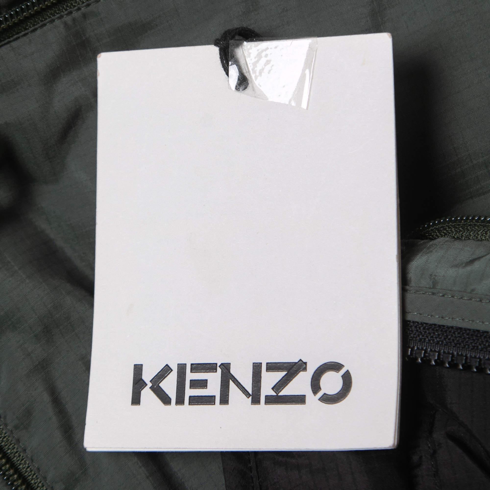Uomo Kenzo Piumino reversibile sintetico nero/verde XS in vendita
